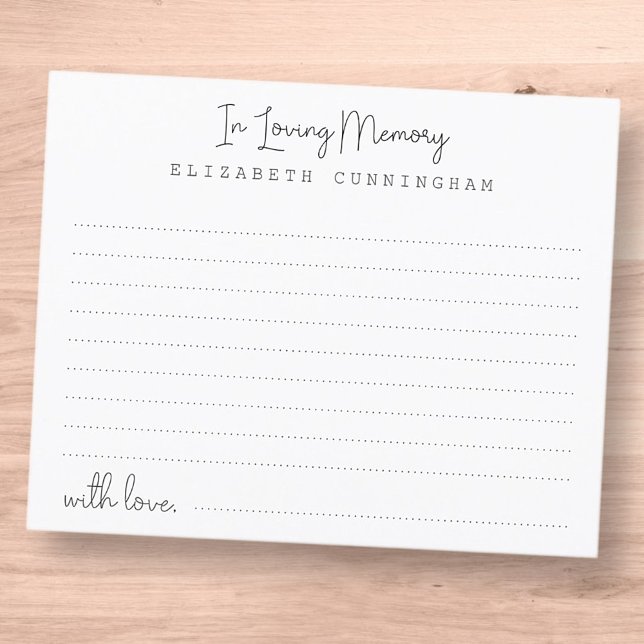 Funeral In Loving Memory Modern Attendance Card (Creator Uploaded)