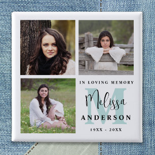 Funeral In Loving Memory Monogram Photo 15 Cm Square Badge