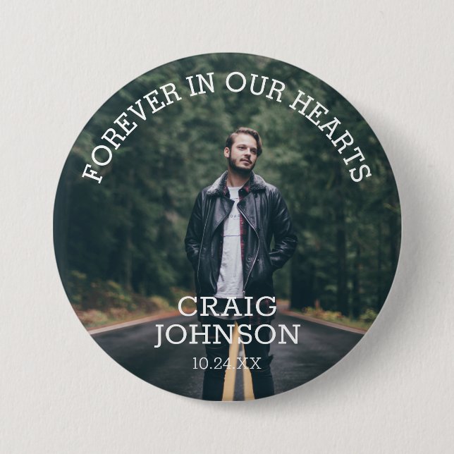 Funeral In Loving Memory | Photo 7.5 Cm Round Badge (Front)