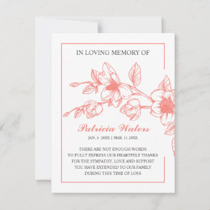 Funeral In loving memory Photo   Coral Magnolia Thank You Card