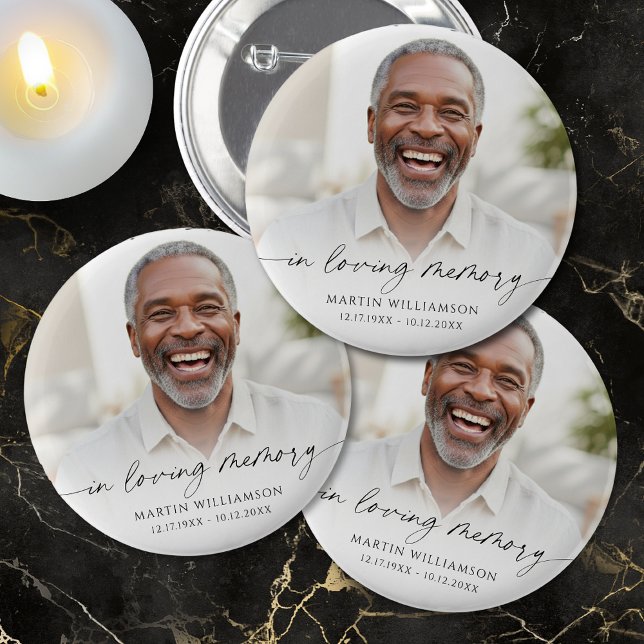 Funeral In Loving Memory Photo Memorial 6 Cm Round Badge (Creator Uploaded)