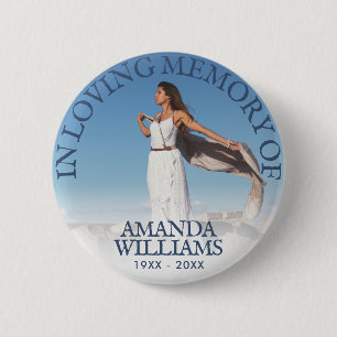 Funeral In Loving Memory Photo Navy Blue 6 Cm Round Badge