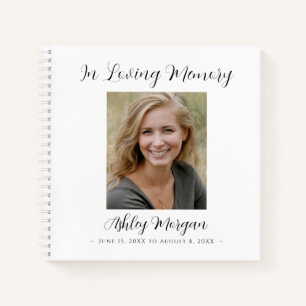 Funeral, In Loving Memory, White, Name Dates Photo Notebook