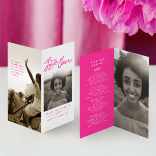 Funeral in our hearts forever pink photo poem card