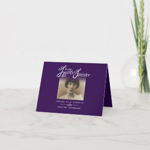 Funeral in our hearts forever purple poem card