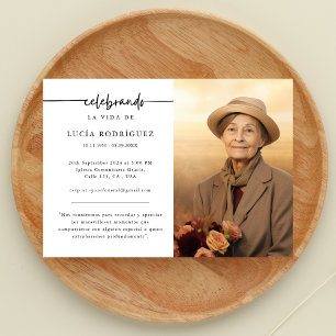 Funeral in Spanish Celebrando Memorial Photo Invitation