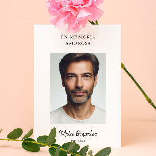 Funeral in Spanish   En Memoria Photo Prayer Card