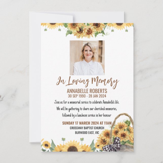 Funeral Invitation with Sunflowers (Front)