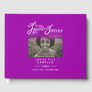 Funeral keepsake guest book in our hearts mauve