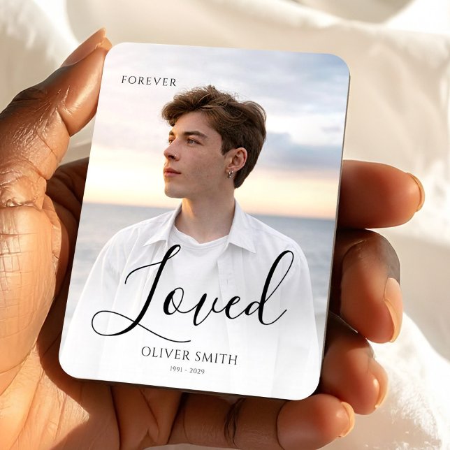 Funeral Keepsake, Memorial Gift Son, Photo Custom Magnet (Memorial Keepsake Photo Minimalist Forever Loved Magnet, Loss of Son, Sympathy Gift)