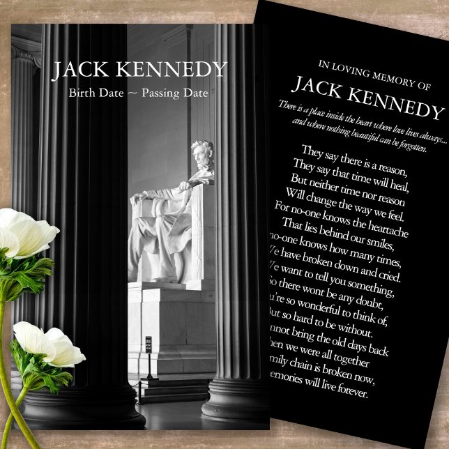 Funeral Lincoln Memorial Prayer Sympathy Cards (military sympathy card, military prayer cards, funeral prayer card, death, military funeral cards)