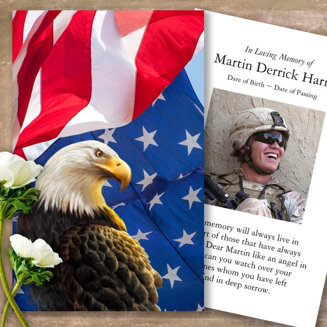Funeral Loss Bald Eagle Prayer Sympathy Cards (military sympathy card, military prayer cards, funeral prayer card, death, military funeral cards)