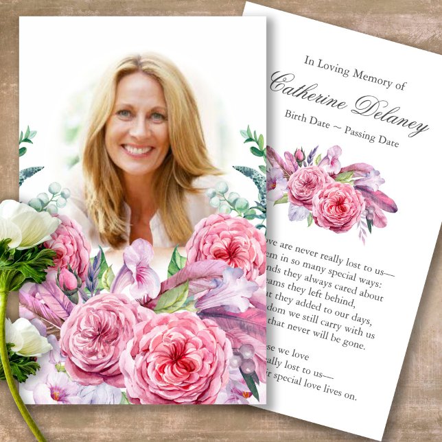 Funeral Loss Country Garden Prayer Sympathy Cards (Forever in our hearts, celebration of life, in loving memory of, prayer cards for bereavement)