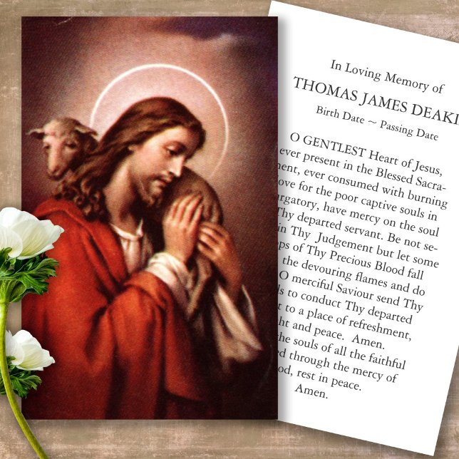 Funeral Loss Good Shepherd Prayer Sympathy Cards (catholic, religious, celebration of life, in loving memory of, prayer cards for bereavement)