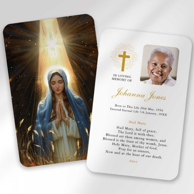 Funeral Loss Hail Mary Prayer Sympathy Card (Creator Uploaded)