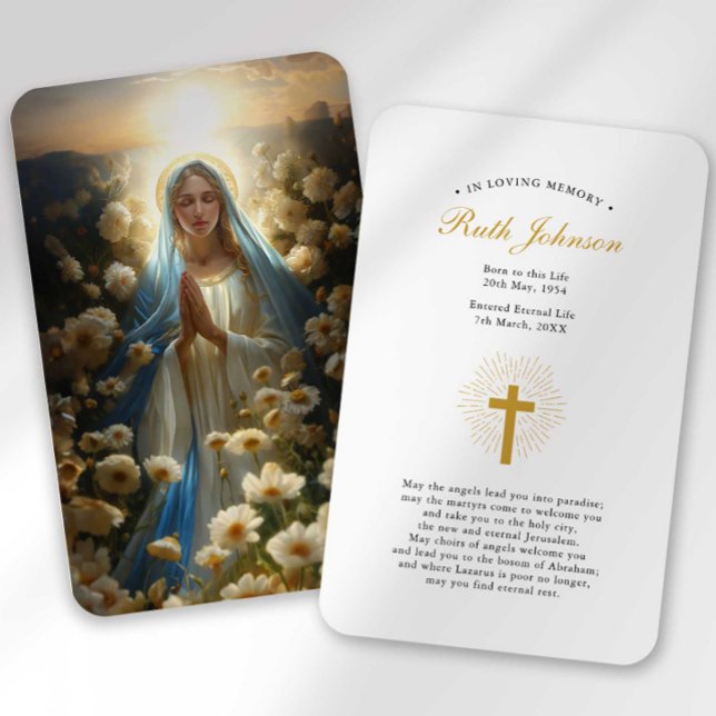 Funeral Loss Hail Mary Prayer Sympathy Card (Creator Uploaded)