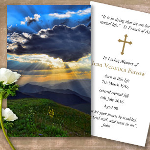 Funeral Loss Heavenly Sky Prayer Sympathy Cards
