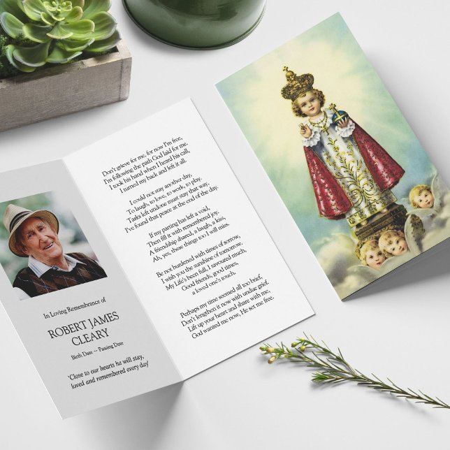 Funeral Loss Infant Prague Prayer Sympathy Cards (catholic, religious, celebration of life, in loving memory of, prayer cards for bereavement)