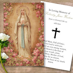 Funeral Loss Lady Lourdes Prayer Sympathy Cards