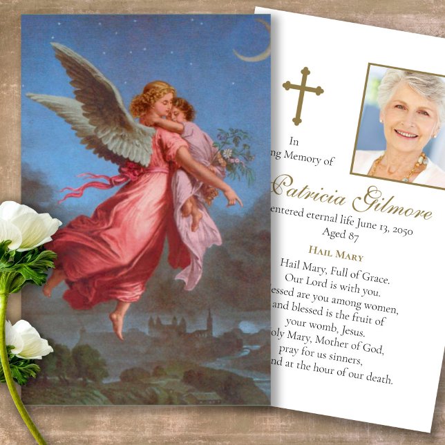Funeral Loss Lords Angels Prayer Sympathy Cards (catholic, religious, celebration of life, in loving memory of, prayer cards for bereavement)