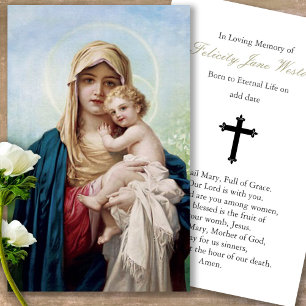 Funeral Loss Mother Mary Prayer Sympathy Cards