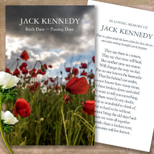 Funeral Loss Poppy Memorial Prayer Sympathy Cards
