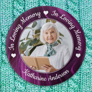 Funeral Loving Memory Custom Photo Purple Memorial 7.5 Cm Round Badge