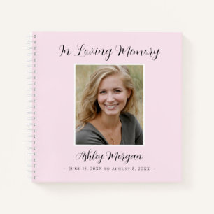 Funeral, Loving Memory, Pale Pink, Name Dates Notebook