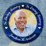 Funeral Loving Memory Photo Blue Marble Memorial 7.5 Cm Round Badge<br><div class="desc">Honor your loved one with a custom photo memorial funeral button. This unique memorial keepsake funeral button is the perfect gift for yourself, family or friends to pay tribute to your loved one. We hope your memorial button will bring you peace, joy and happy memories. Quote "In Loving Memory". Customize...</div>