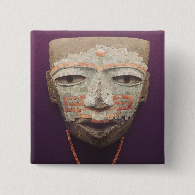 Funeral mask from Teotihuacan 15 Cm Square Badge (Front)