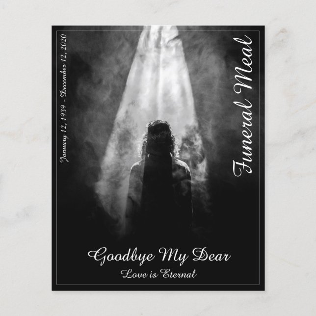 Funeral Meal Menu Card Into the light (Front)