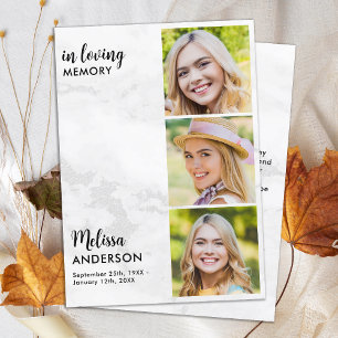 Funeral Memorial 3 Photo In Loving Memory Sympathy Thank You Card