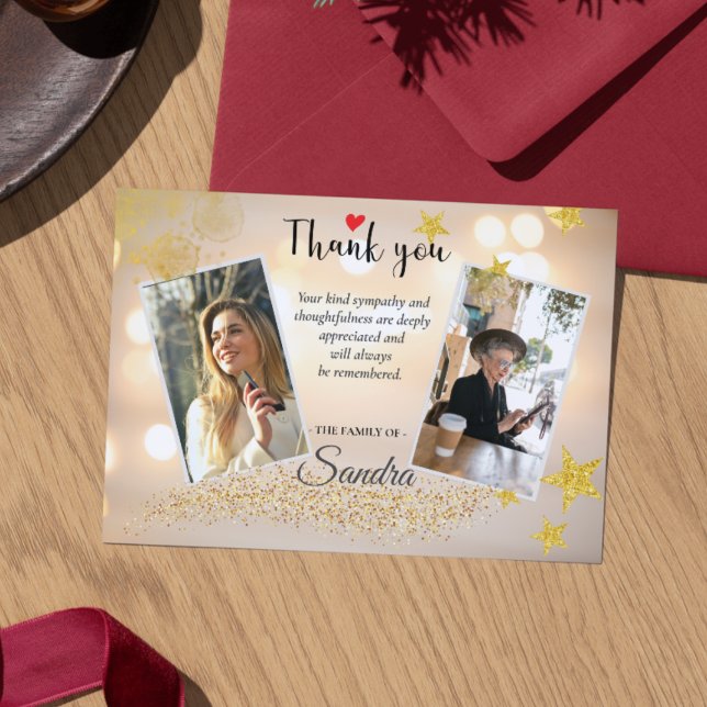 Funeral Memorial Before & After Photo Thank You Card (Funeral Memorial Before & After Photo Thank You Card)