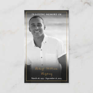 Funeral Memorial Black White Photo Prayer cards