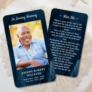 Funeral Memorial Blue Marble Photo Prayer Card