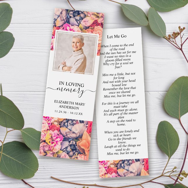 Funeral Memorial Bright Floral Mini Bookmark (Creator Uploaded)