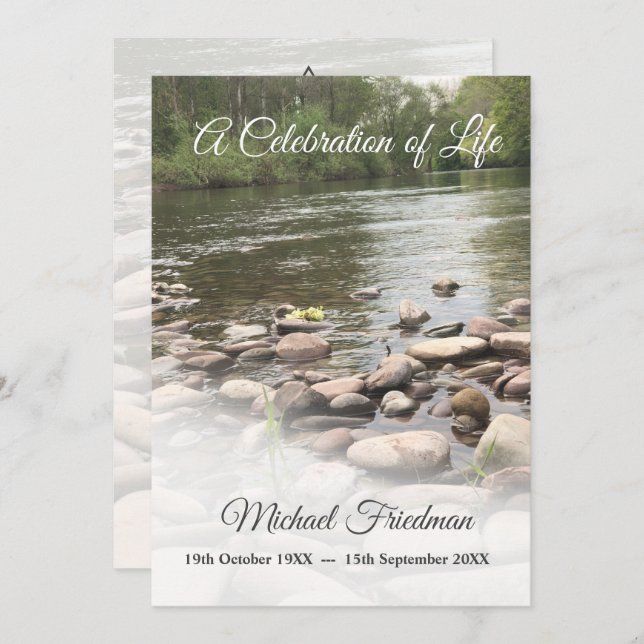 Funeral Memorial  Celebration of Life Jewish Invitation (Front/Back)