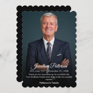 Funeral Memorial   Celebration of Life Sympathy  Thank You Card