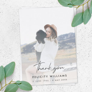 Funeral Memorial   Celebration of Life Sympathy Thank You Card