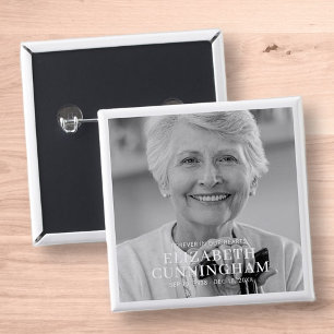 Funeral Memorial Classic Simple Photo 15 Cm Square Badge