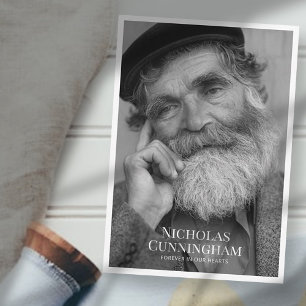 Funeral Memorial Classic Simple Photo and Message  Card