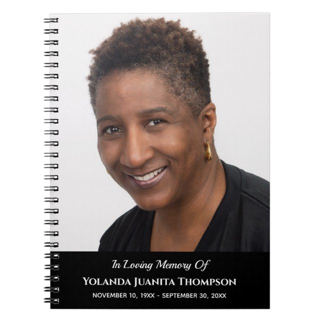 Funeral Memorial Custom Photo Bereavement Sympathy Notebook (Front)