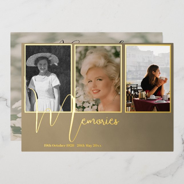 Funeral Memorial Elegant  Modern 4 Photo (Front/Back)