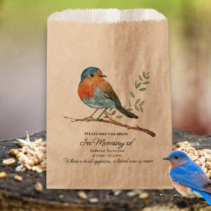 Funeral Memorial Favor Bluebird Bird Seed  Favour Bag