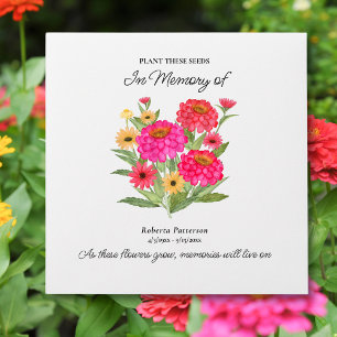 Funeral Memorial Favor, Colorful Zinnia Flowers Envelope