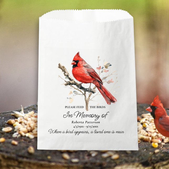 Funeral Memorial Favour Cardinal Bird Seed  Favour Bag (Creator Uploaded)