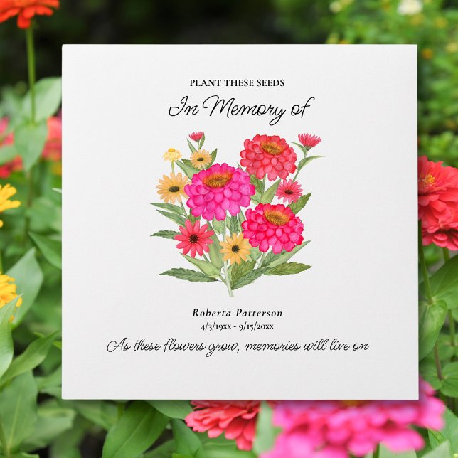 Funeral Memorial Favour, Colourful Zinnia Flowers Envelope (Creator Uploaded)