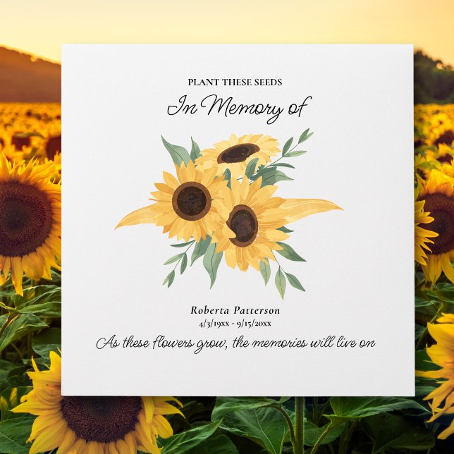 Funeral Memorial Favour, Sunflower Seeds Custom Envelope (Creator Uploaded)