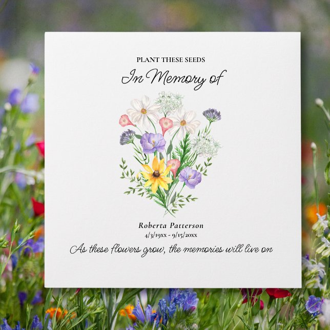 Funeral Memorial Favour, Wild Flower Seeds Custom Envelope (Creator Uploaded)