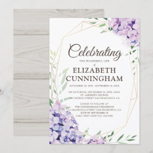 Funeral Memorial Floral Flower Geometric Woodsy Invitation